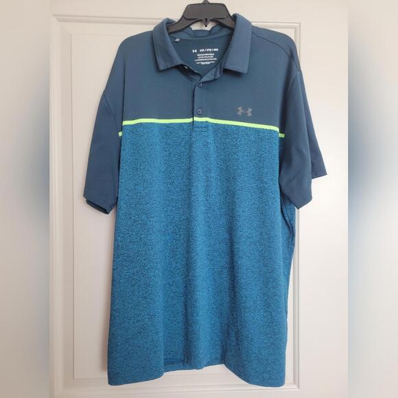 Under Armour Playoff Blue And Teal Polo Shirt XXL (AT-02) - Picture 3 of 7
